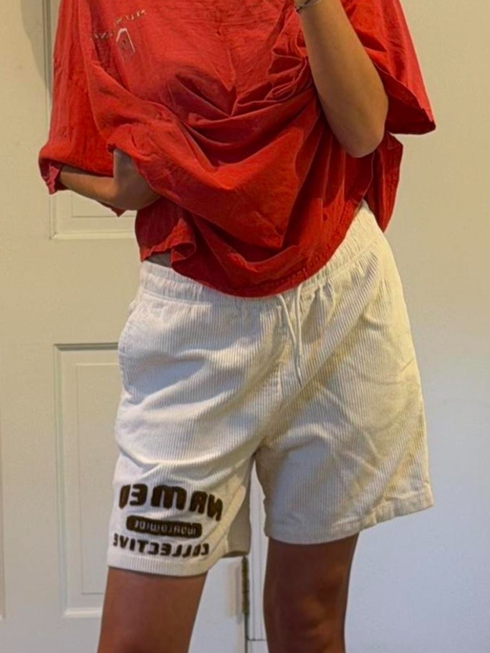 Named Collective White corduroy shorts